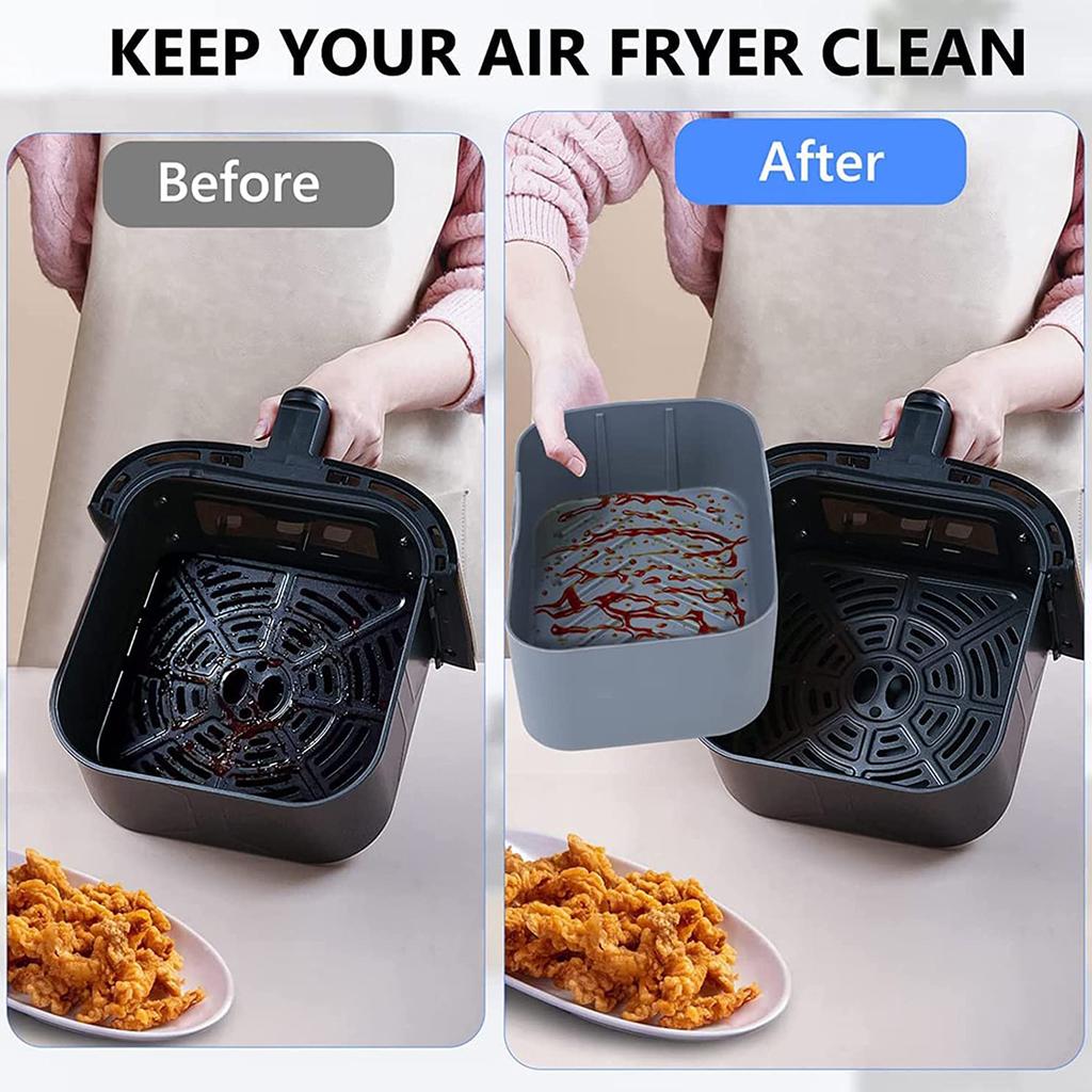 Air Fryer Silicone Tray Rectangle Oven Baking Tray Basket Reusable Liner Insert Dish For Ninja Foodi Fryer Pan Accessories