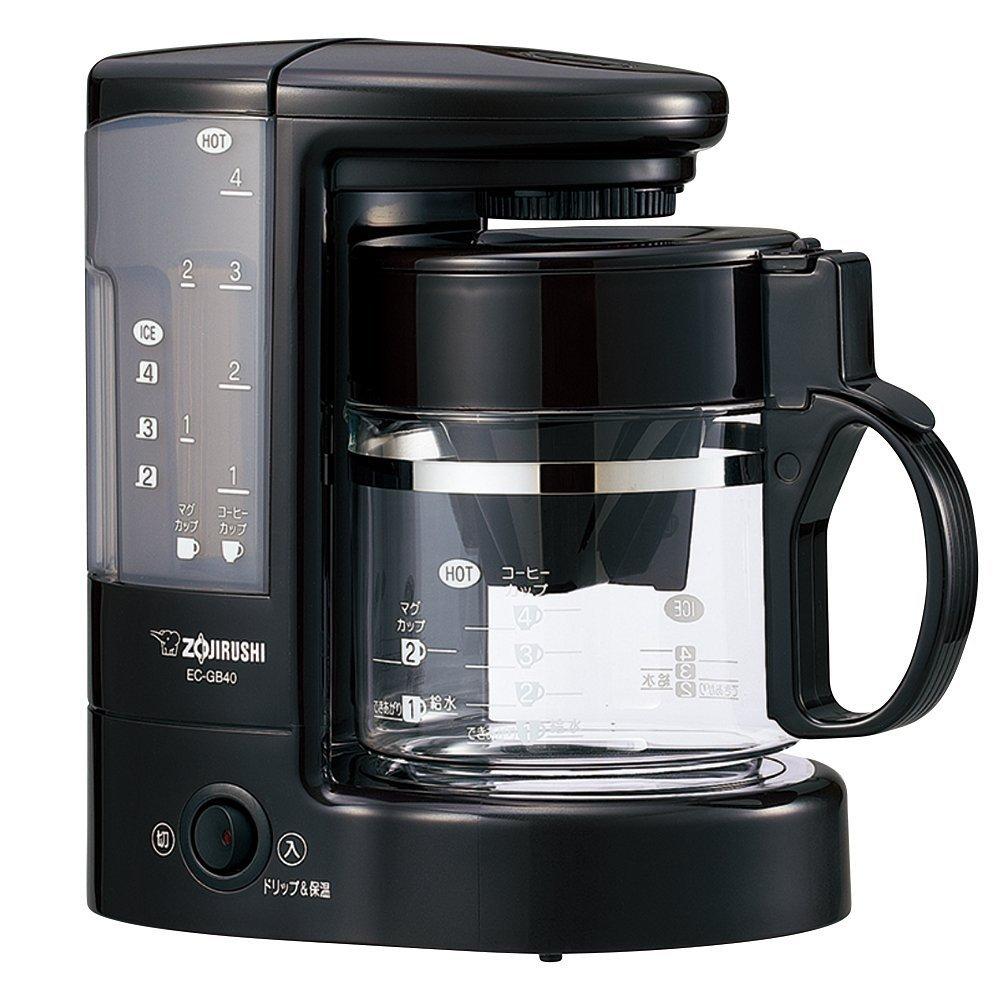 Кофеварка Zojirushi, стеклянный контейнер, съемный и моющийся резервуар для воды, бумажный фильтр, кофейный проход, темно-коричневый, 4 чашки, EC-GB40-TD