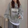 Women's  Autumn Winter O-neck Pullover Hoodie Letter Printed Long Sleeved Casual Sweatshirt Top for Women