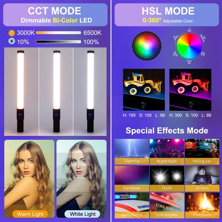 PULUZ 190 светодиодов Ручной фото-штатив-палка, полноцветный RGB-заполняющий свет с лепестками