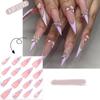 24pcs Long Almond and Ballerina Fake Nials Flowers Glitter Nail Tips Manicure False Nails  Women