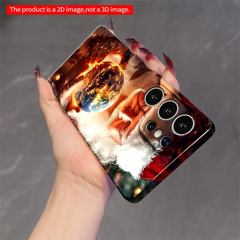 2DFlat Samsung phone case Santa Holding Glowing Earth Globe Applicable to Galaxy S22 S23 S24 S25ULTRA S26 A12 A13 A14 A15 A16