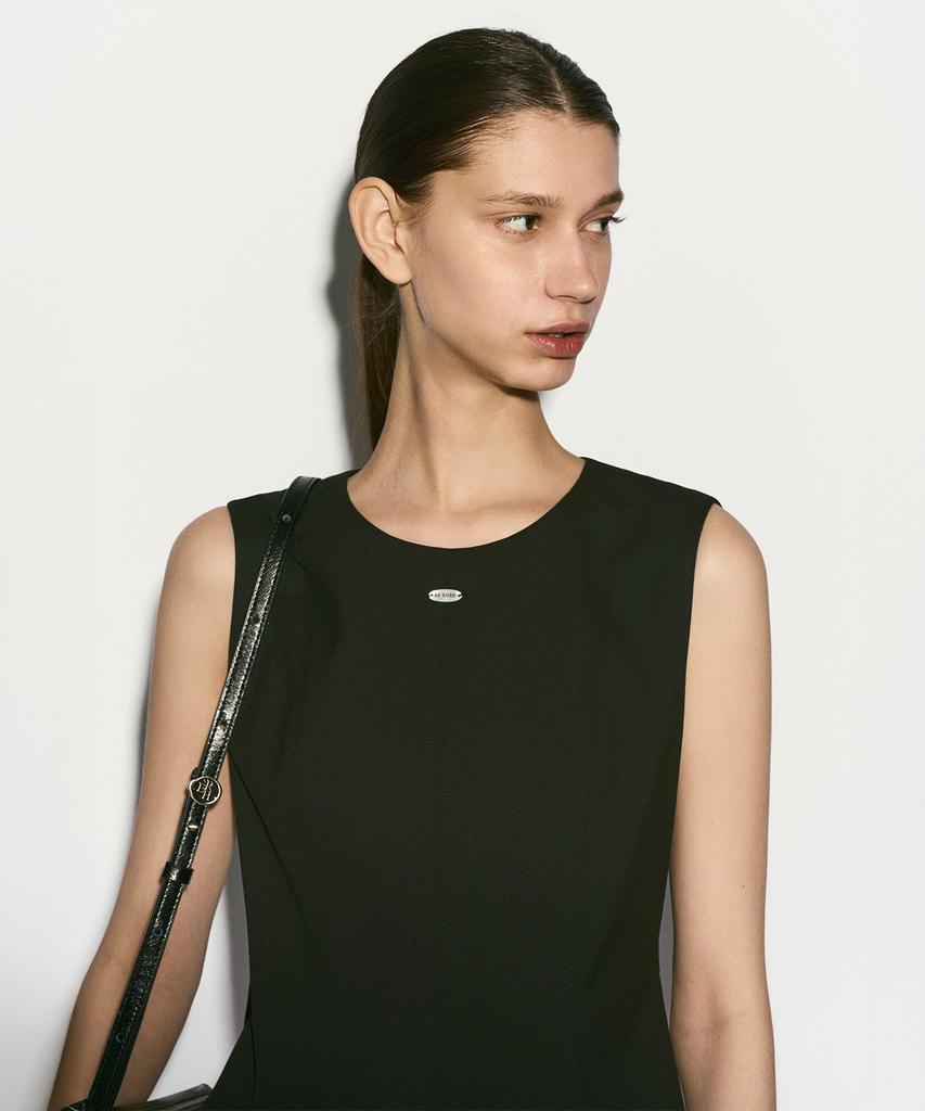 Rie Logo Plaque Sleeveless Mini Dress