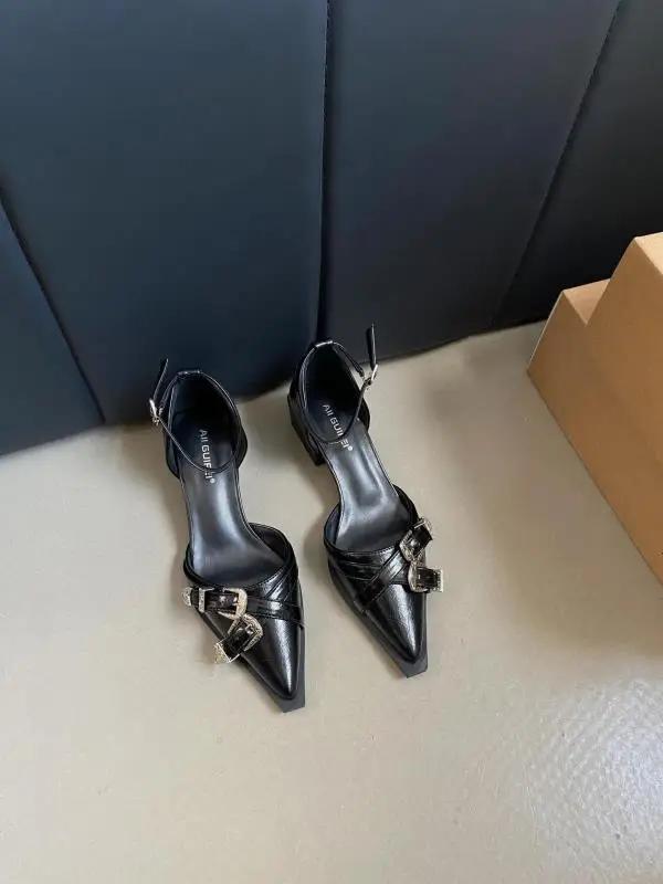 Весенняя обувь Прозрачный каблук Женские сандалии Эспадрильи Платформа Средний 2025 Женская Девушки Бежевый Мода Высокий Заостренный Ретро Средний Закрытый