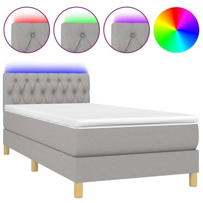 Maison Exclusive - Sommier à lattes de lit avec matelas et LED Gris clair 90x200cm