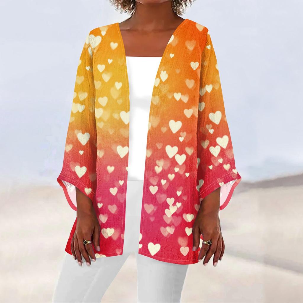Women's Casual Fashion Printed Lightweight Medium Length Jacket Cardigan