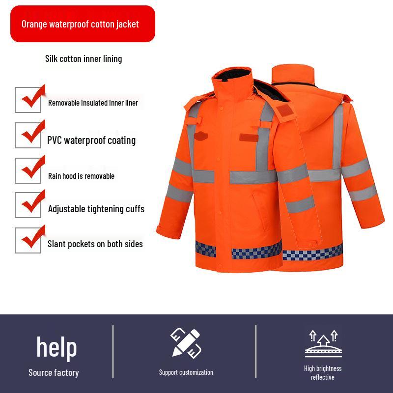 Светоотражающее зимнее дождевик для дорожной службы - Толстая подкладка для защиты от холода