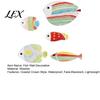Fish Wall Decoration 5Pcs Wooden Decor, Rainbow Striped Tropical Ornaments with 3D Rental Friendly Art Embossed Texture, Lightweight Coastal Hangings