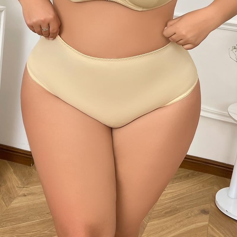 Women Plus Size Panty Comfort Thin Underwear Seamless Simple Plain Panties Briefs 0Xl 1Xl 2Xl 3Xl 4Xl 5Xl