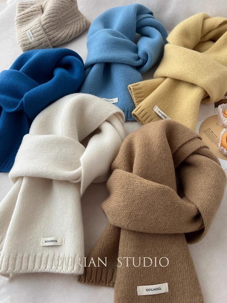 Australian Pure Wool Cashmere Scarf - Unisex Winter Warm Knitted Solid Color