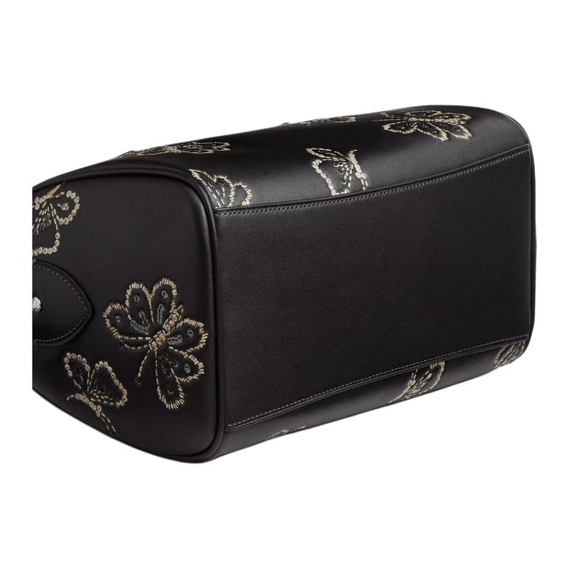 COACH Rowan 25 Butterfly Print Adjustable Shoulder Strap Smooth Leather Crossbody Handbag Medium Women's Silver and Black