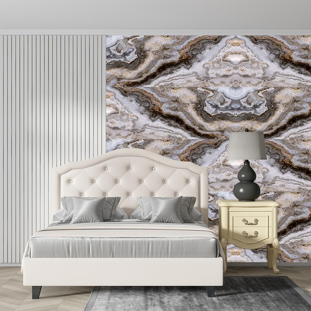 10pcs Marble Tile Sticker Self-adhesive Waterproof Wall Sticker, Removable Wallpaper