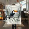 1PC Seasonal Toucan Art Print FlAannel Blanket, High quality Comfortable for All Seasons, Home Decor, Warmth and Comfort