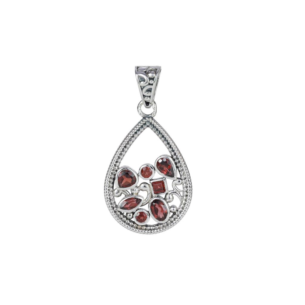 Handmade Sterling Silver Multi Gemstone Teardrop Pendant: Boho Colorful Jewelry
