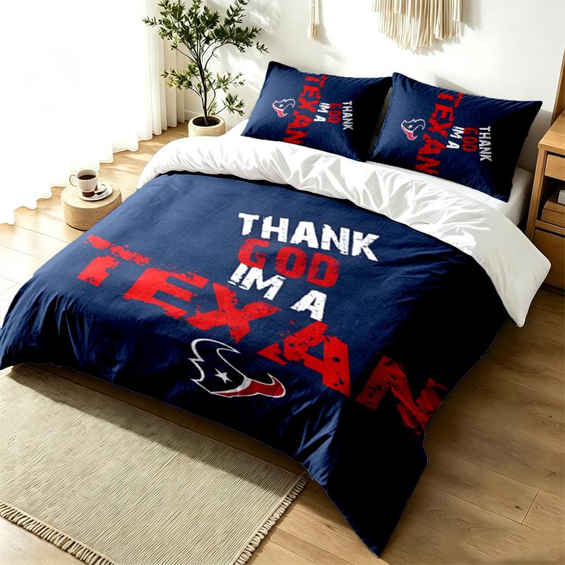 Houston Texans 3pc Duvet Cover Set Simple Modern Bedding Set Wrinkle Resistant Soft Fabric All Season Use a perfect gift