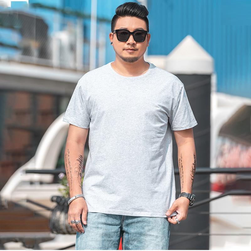 Мужская свободная футболка большого размера M-7XL 8XL Мужская однотонная футболка с круглым вырезом и короткими рукавами