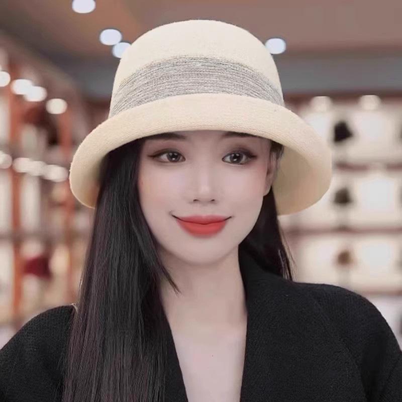 Ретро гофрированная рыбацкая шляпа детская осень и зима британский темперамент котелок показывает маленькое лицо элегантная шерстяная шляпа-котелок тренд