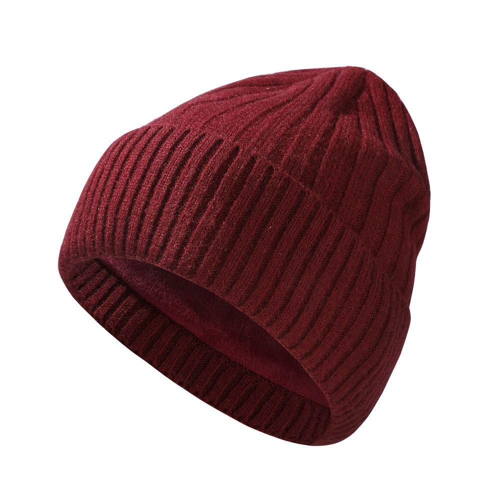 Thickened Knitted Hat Wool Beanies Cap Fashion Skull Cap  for Male Female