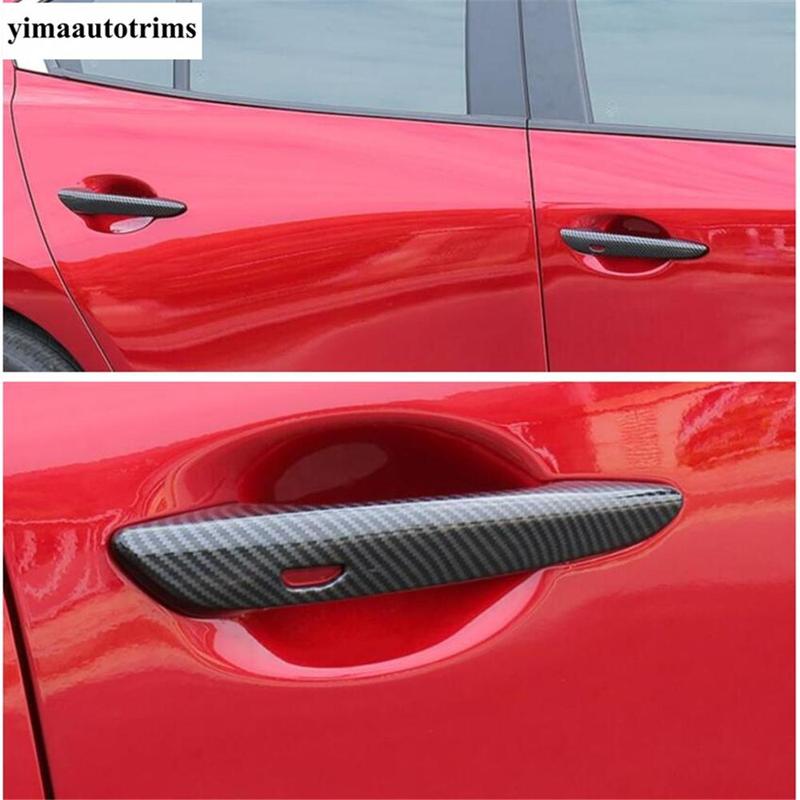 For Mazda 3 - 2025 Car Door Handle Decoration Protection Cover Trim ABS Chrome / Carbon Fiber Look Accessories Exterior Kit