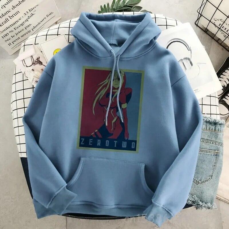 DARLING In The FRANXX Zero Two Толстовка Женская Harajuku Уличная одежда с длинным рукавом Эстетическая толстовка Пуловер Хлопковый свитшот Унисекс Толстовка