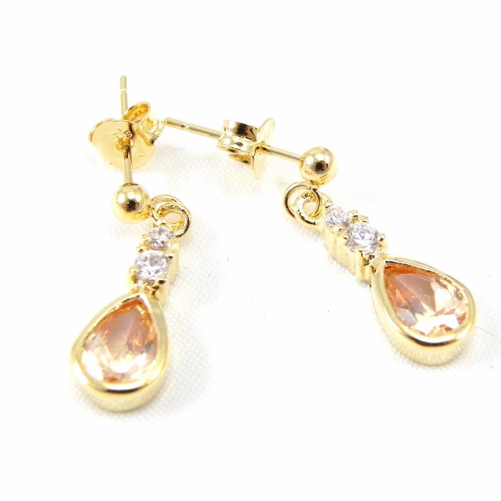 Les Trésors De Lily [G9365] - Gold Plated 'Inès' Amber Earrings