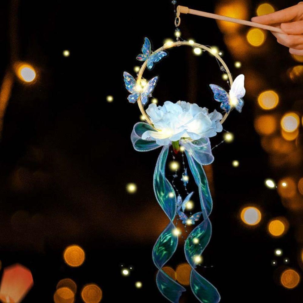 Organza Ribbon Butterfly Lanterns Material Package Hanging Festival Light  Crafting Party