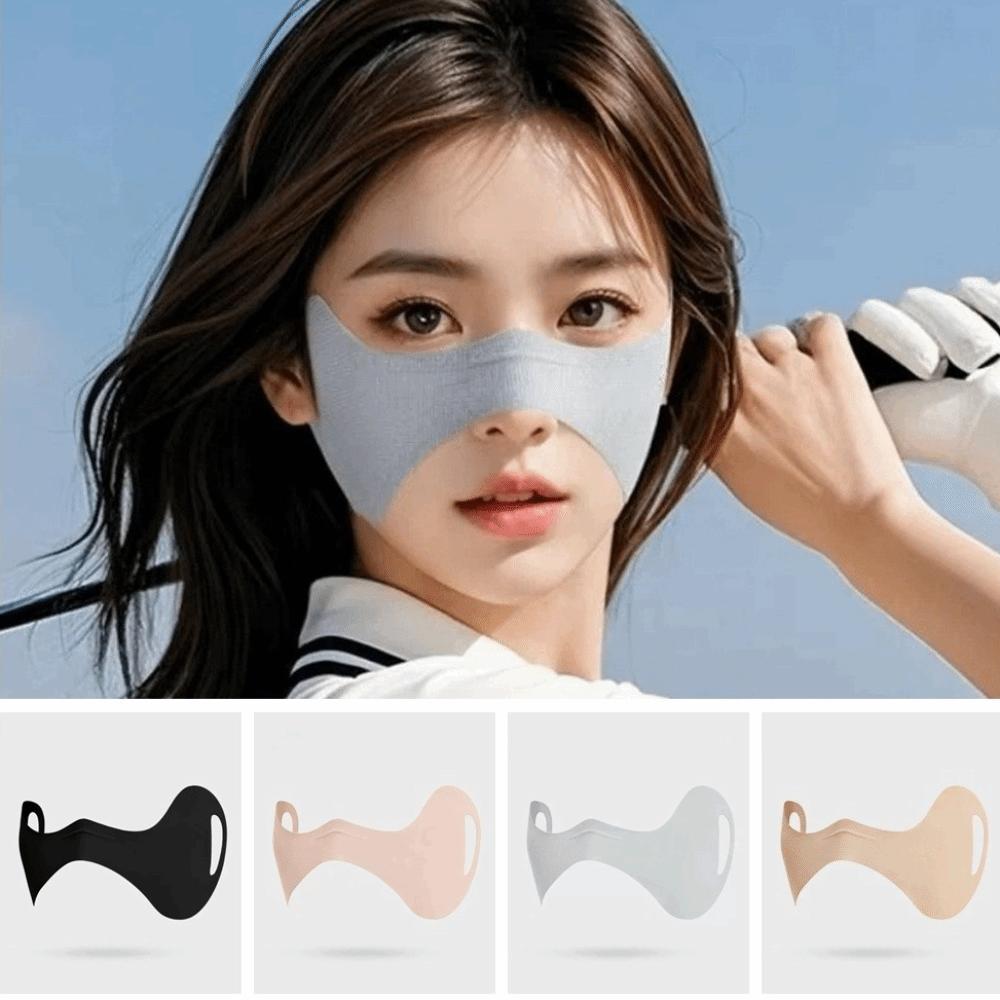 Earloop Elastic UV Protection Face Cover Thin Solid Color Golf Sunscreen Veil Washable Breathable Half Face Shield Summer