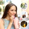 Silicone Straws Set of 10 Straight Smoothies Straws Large Silicon Reble Drinking Straws with Cleaning Brushes Extra Long for 20oz and 30oz Tumbler -