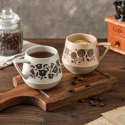 Грубая керамическая кофейная чашка, персонализированная, с растением, американская, керамическая, ручной работы, простая кружка, креативная, для завтрака, в японском стиле инс