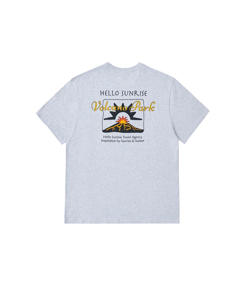 HELLO SUNRISE Hs Volcano Park Tee_3% Melange Gray