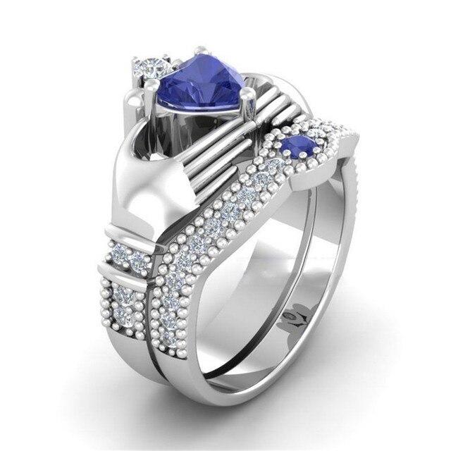 2 шт. кольцо Claddagh с кубическим цирконом в форме сердца, ирландские классические обручальные кольца для женщин, много оптом