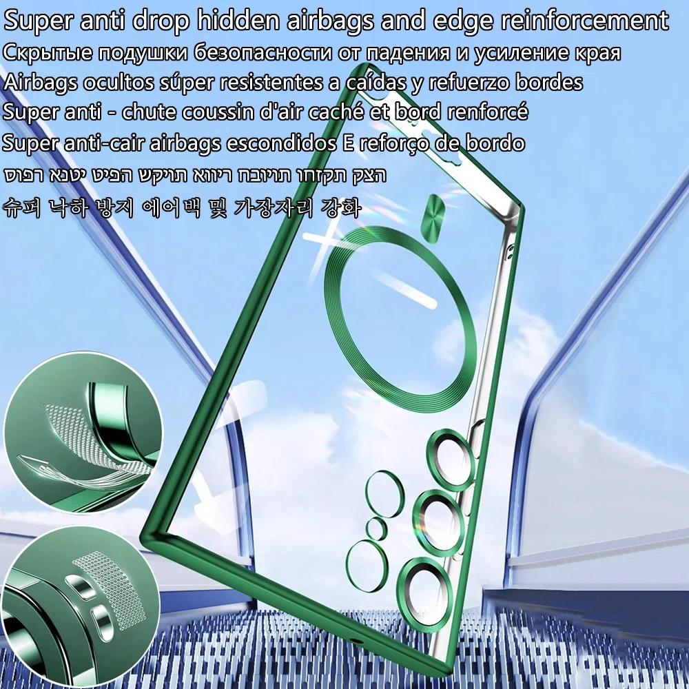Wireless Magnetic Plating Phone Cases For Magsafe Case Samsung Galaxy S25 S23 S24 Ultra S21 FE S22 Lens Protective Cover
