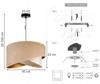 CEILING HANGING LAMP, SLANT LAMPSHADE, LEAVES, 45 cm