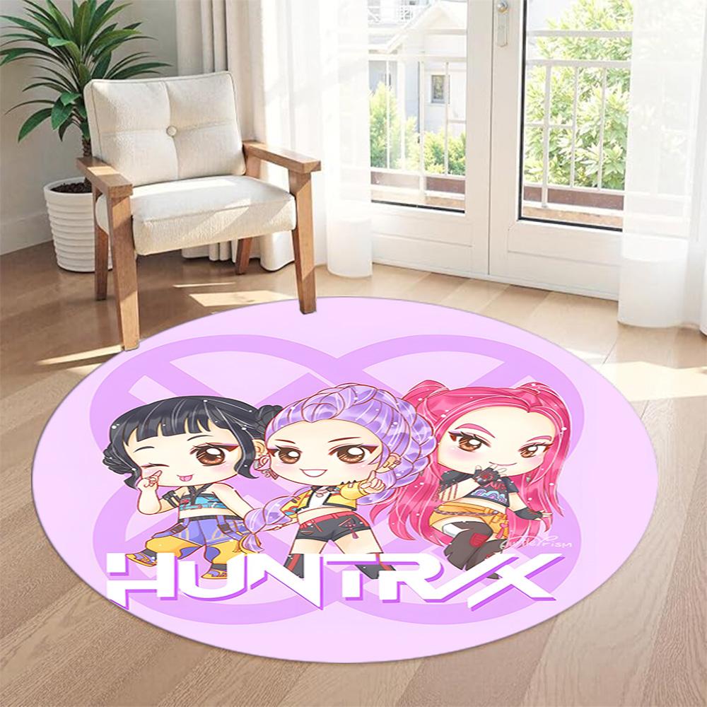 Huntrax Girls Round Area Rug Design for Bedrooms Game Room Dining Room Decorate room Antislip Round Carpet Decorate Offices