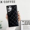 Luxury Solid Color Leather Rhombus Up and Down No Bordered Phone Case For Samsung S25 Ultra S23 S24 Ultra Plus Bumper Back Cover