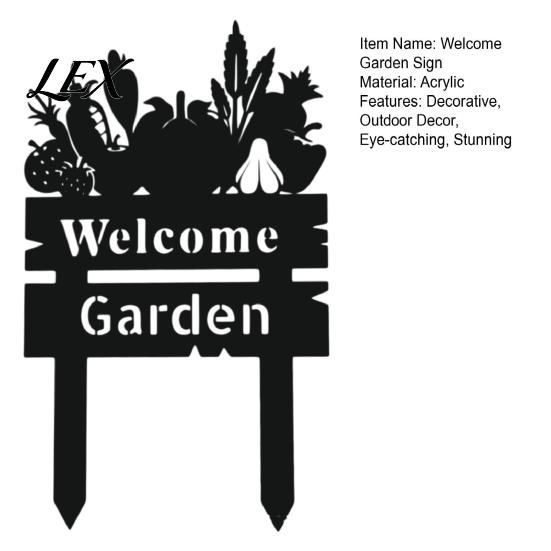 Courtyard Aesthetic Accents Welcome Decorative Yard Sign, Wildflowers/Vegetables Silhouette Black Garden Stake, Outdoor Vegetable Stakes Acrylic