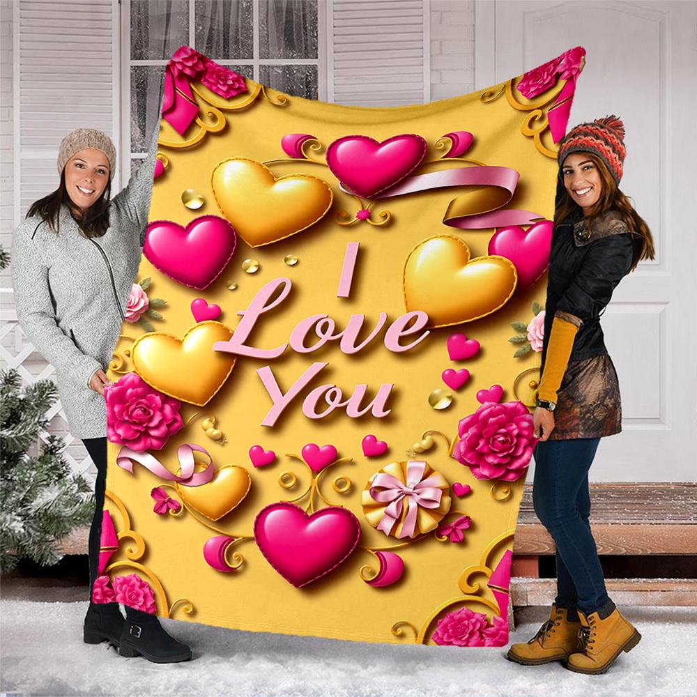 1pc Love Heart Decorations Outdoor Blanket - Lightweight Flannel Throw For Travel, Camping, Livingroom, Couch, Chair yy251114203