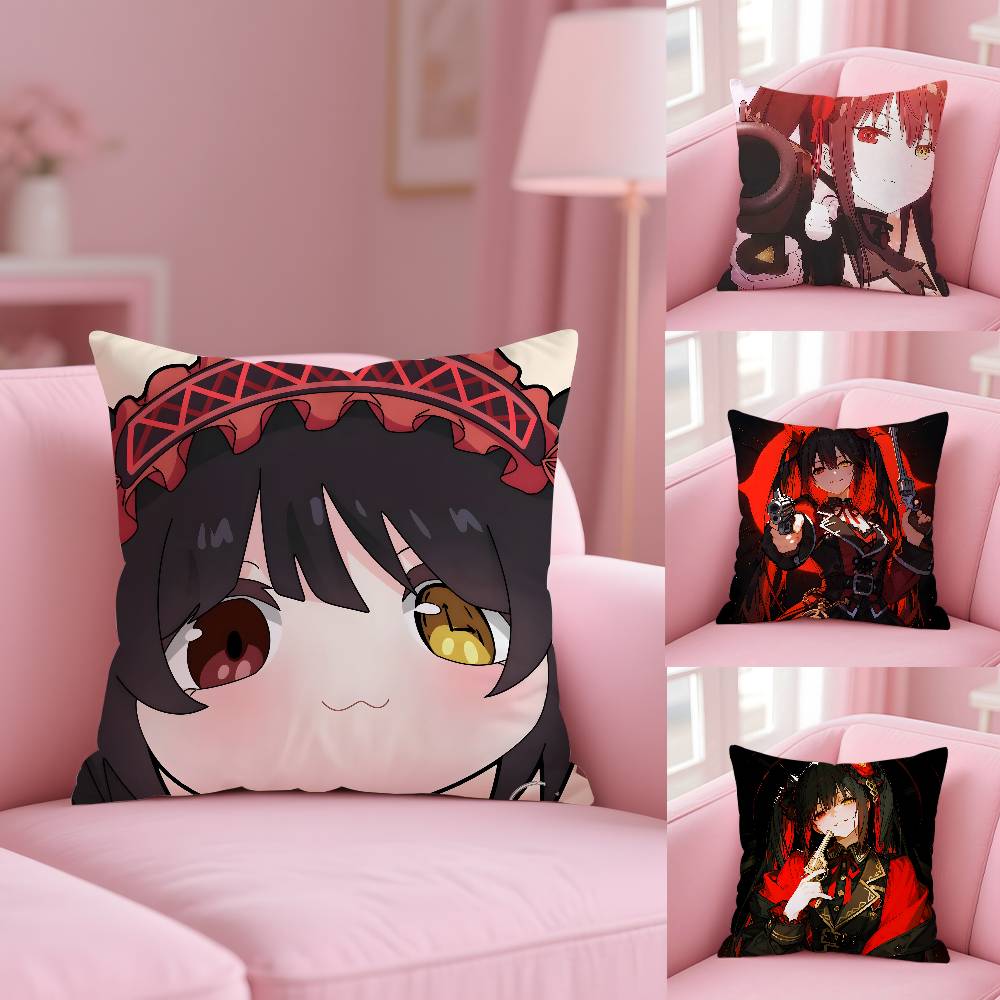 Tokisaki Kurumi Date A Live Pillow Case Anti-dustmite Pillowcase Invisible Zipper Silky Short Plush Sofa Cushion Cover