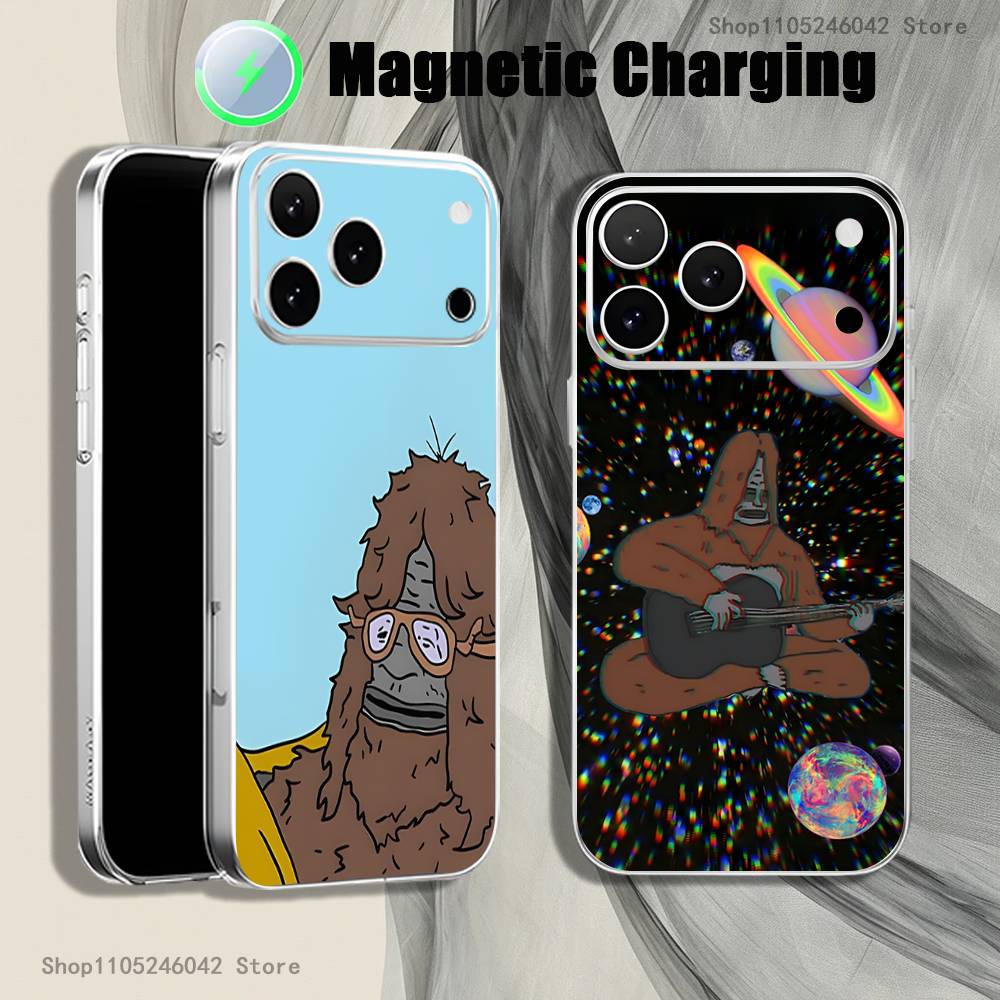 S-Sassy The Sasquatch For iPhone 17,16,15,14,13,12,Pro,Max,Plus,Mini,SE Magnetic Wireless Charging Transparent White Phone Case
