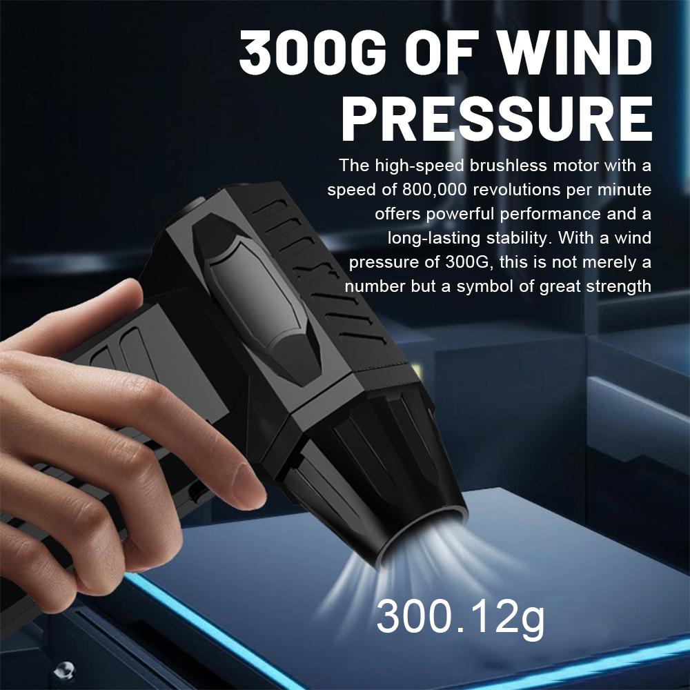 New 500000RPM Violent Fan Powerful Air Blower Vacuum Dust Cleaner Type-C Charging Winds 58m/s Brushless Turbo Jet Blower Dryer