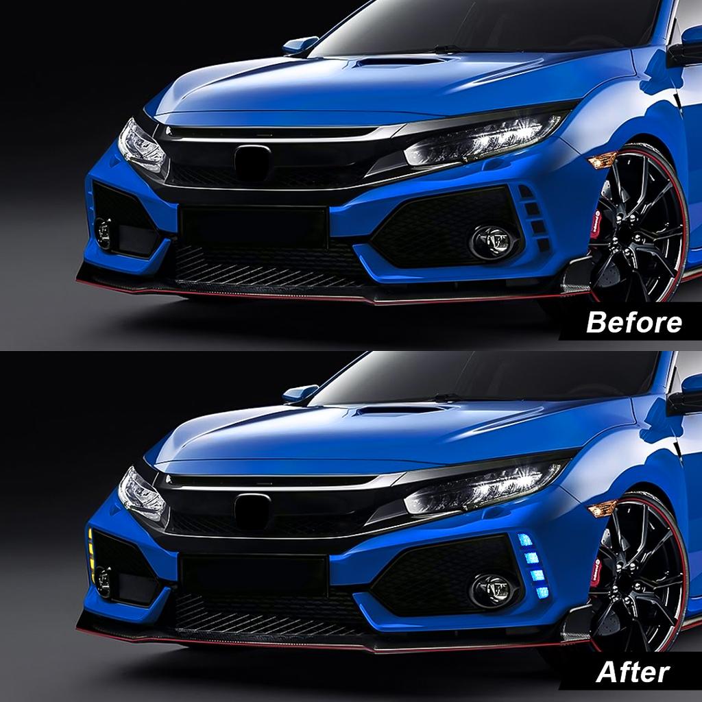 DRL для Honda Civic 10-го поколения Type R 2018 2019 2020 202 светодиодные дневные ходовые огни динамические указатели поворота противотуманные фары