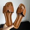 Женские модные тапочки Летние пляжные тапочки для отдыха на природе Мягкие домашние тапочки на плоской подошве Женские роскошные кожаные сандалии Повседневные шлепанцы Обувь