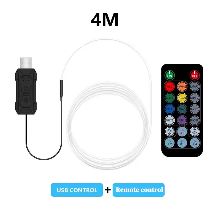 2/3/4/5M Салонный атмосферный светодиодный RGB-светильник, неоновая светодиодная лента, скрытый свет, USB, оптоволоконная лампа, поддержка управления через приложение