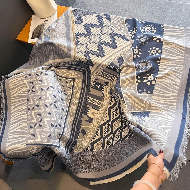2024 New Style Ethnic Style Fashionable Thickened Scarf, Travel Cloak Office Warm Blanket Versatile Style Shawl