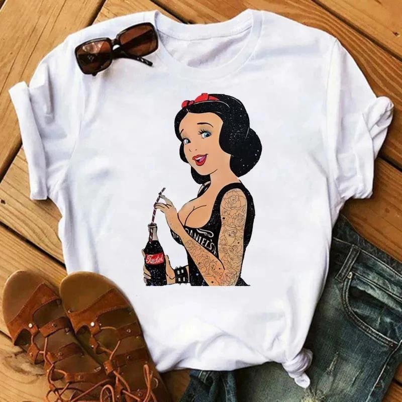 Kawaii Unisex Princess Cotton T-Shirt Summer Tops Harajuku Cartoon Graphic Tees Cute T-shirt Blouses