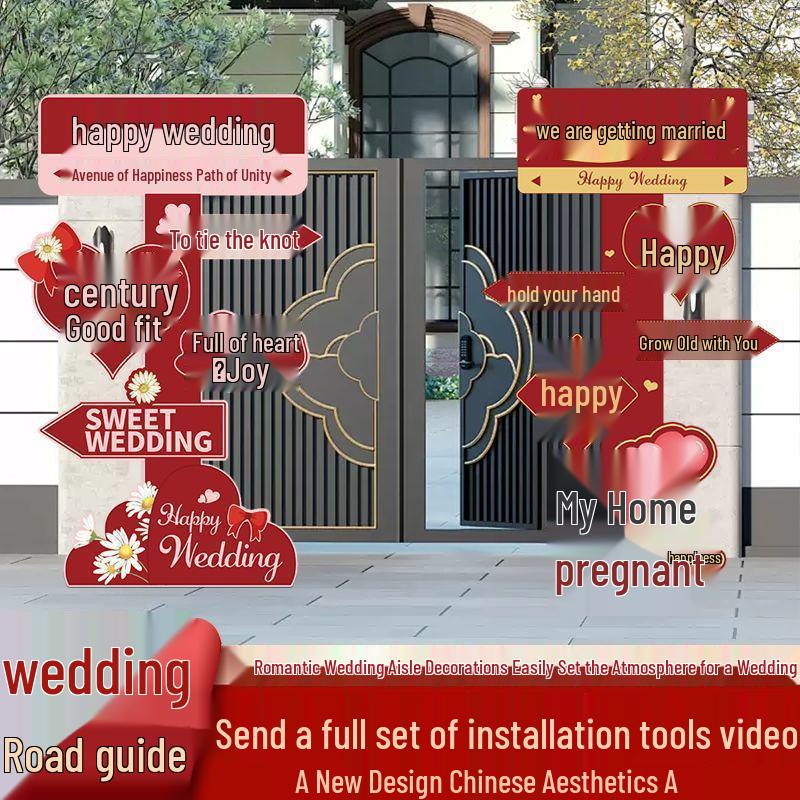 Креативная дорожка к алтарю и приветственный знак на свадьбу: Реквизит для украшения уличного двора и сада