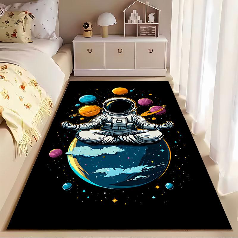 Meditating Astronaut in Space suitable as a non-slip mat for the living room or bedroom sofa