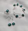 Emerald Jewelry Set: Sterling Silver Bracelet, Ring & Earrings - May Birthstone