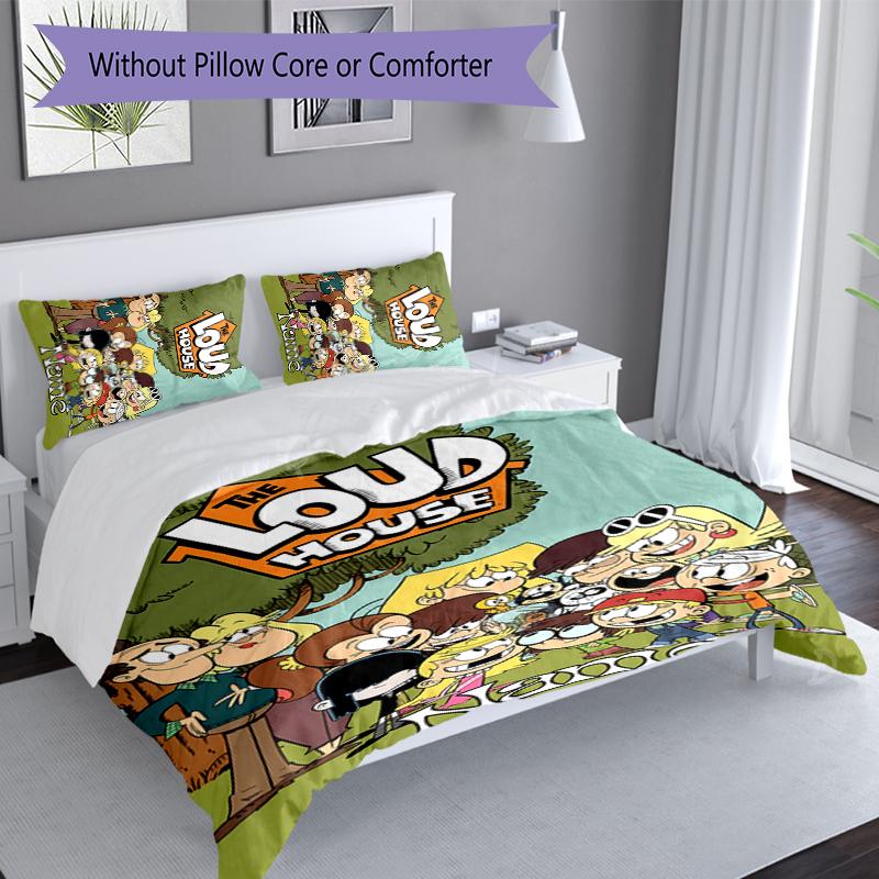3pcs Custom Name The Loud House Bedding Set,Includes 1 Duvet Cover and 2 Pillowcases,All-season Bedroom Decor