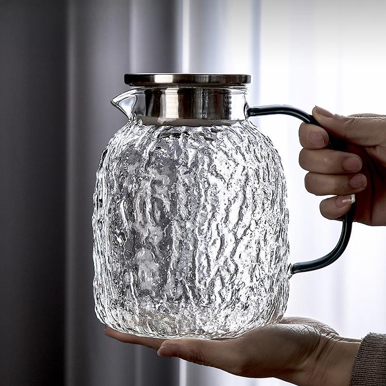 Прозрачный стеклянный чайник, устойчивый к высоким температурам, чайник для холодной воды, бытовой, для гостеприимства, большой емкости, белый, для сока, для холодной воды